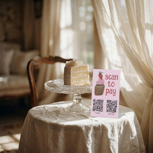 Signe De Table CODE QR SCAN POUR PAYER CUPCAKE Aquarelle BOULANGE