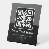Signe De Table Code QR scannable moderne | Noir Gris & Blanc (Recto)