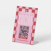 Signe De Table Code QR scannable sur les réseaux sociaux Rouge & (Recto)