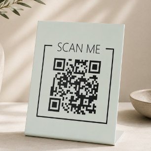 Signe De Table Code QR Scannez-Moi Vert Sauge Entreprise