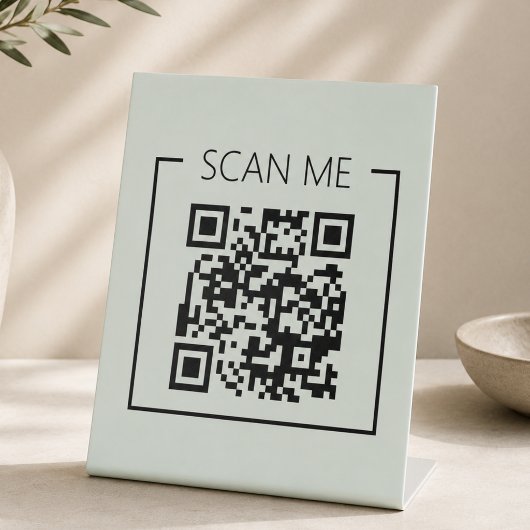 Signe De Table Code QR Scannez-Moi Vert Sauge Entreprise
