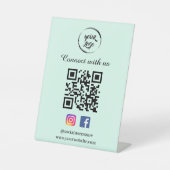 Signe De Table Code QR Signal de piédestal des médias sociaux (Recto)