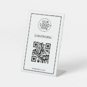 Signe De Table Code QR simple Ajouter un logo Menu sans contact M (Recto)