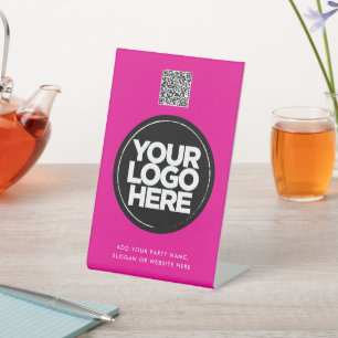 Signe De Table Code QR simple avec logo et texte personnalisés