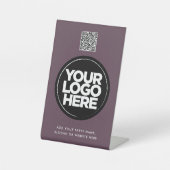Signe De Table Code QR simple avec logo et texte personnalisés (Recto)