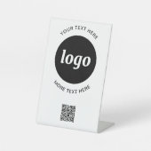 Signe De Table Code QR simple logo et texte pour entreprise (Recto)