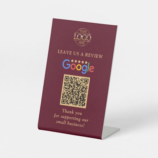 Signe De Table Code QR simple personnalisé pour les avis Google a (Recto)