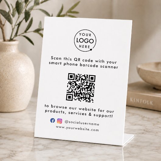 Signe De Table Code QR Site Web D'entreprise Scannez-Moi Logo Rés
