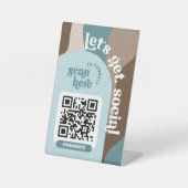 Signe De Table Code QR tendance Beige et Sarcelle pour les réseau (Recto)