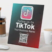 Signe De Table Code QR TikTok dégradé Nom de l'entreprise Suivez- (In SItu)