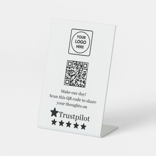 Signe De Table Code QR Trustpilot | Affichage du lien de révision (Recto)