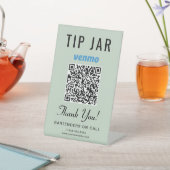 Signe De Table Code QR Venmo de cagnotte Vert Sauge sur table (In SItu)
