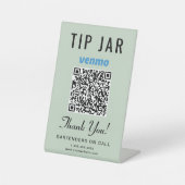 Signe De Table Code QR Venmo de cagnotte Vert Sauge sur table (Recto)
