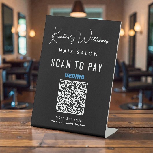 Signe De Table Code QR Venmo de paiement par numérisation pour le