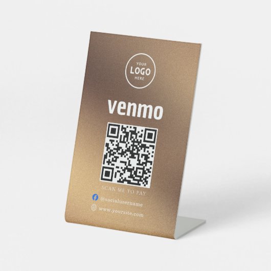 Signe De Table Code QR Venmo de paiement | Scanner pour payer le (Recto)