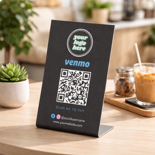 Signe De Table Code QR Venmo de paiement | Scannez pour payer le