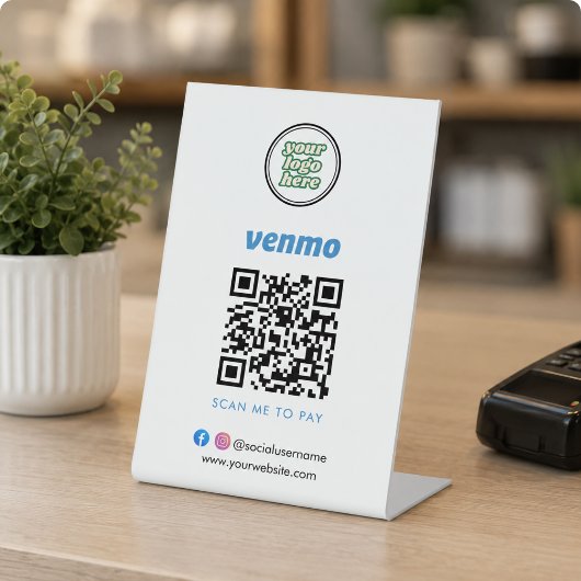Signe De Table Code QR Venmo de paiement | Scannez pour payer le