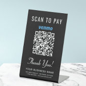 Signe De Table Code QR Venmo Noir Scanner pour Payer le Comptoir