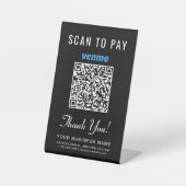 Signe De Table Code QR Venmo Noir Scanner pour Payer le Comptoir (Recto)