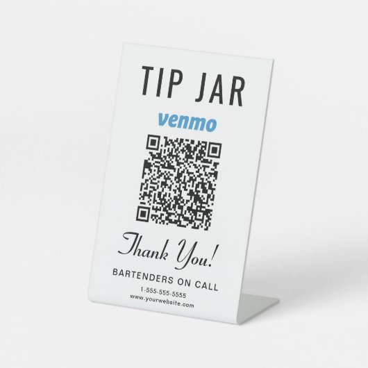 Signe De Table Code QR Venmo pour le pot à pourboires (Recto)