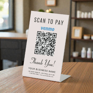 Signe De Table Code QR Venmo Rose Scannez pour Payer