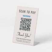 Signe De Table Code QR Venmo Rose Scannez pour Payer (Recto)