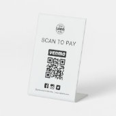 Signe De Table Code QR Venmo Signez Scannez pour payer les entrep (Recto)