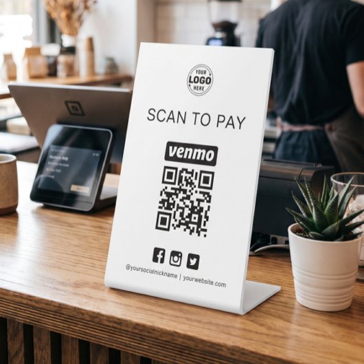 Signe De Table Code QR Venmo Signez Scannez pour payer les entrep