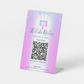 Signe De Table Code QR Violet Payer Ici Gâteau Boulangerie Paille (Recto)