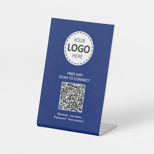 Signe De Table Code QR WIFI et logo d'entreprise (Recto)