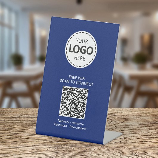Signe De Table Code QR WIFI et logo d'entreprise