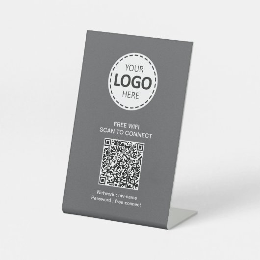 Signe De Table Code QR WIFI et logo d'entreprise (Recto)