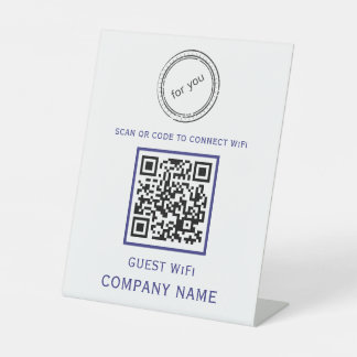 Signe De Table Code QR Wifi Mot de passe et nom de réseau Blanc