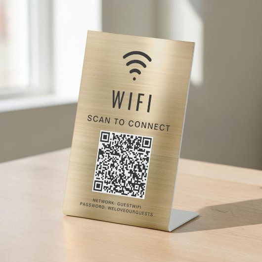 Signe De Table Code QR Wifi Scan Pour Connexion Or