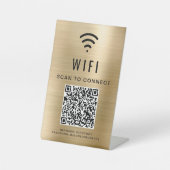Signe De Table Code QR Wifi Scan Pour Connexion Or (Recto)