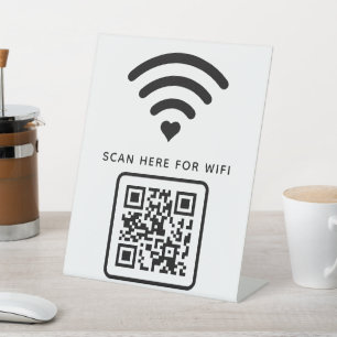 Signe De Table Code QR Wifi Scan pour se connecter Autocollant