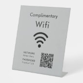 Signe De Table Code WiFi Gratuit Noir & Gris (Recto)
