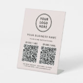Signe De Table Codes QR de logo d'entreprise Rose (Recto)