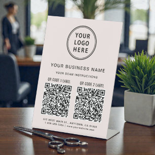 Signe De Table Codes QR de logo d'entreprise Rose