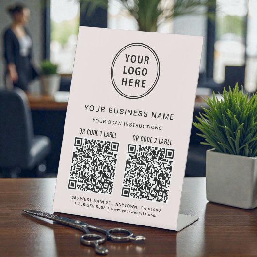 Signe De Table Codes QR de logo d'entreprise Rose