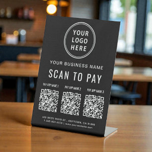 Signe De Table Codes QR de paiement par balayage sur tablette