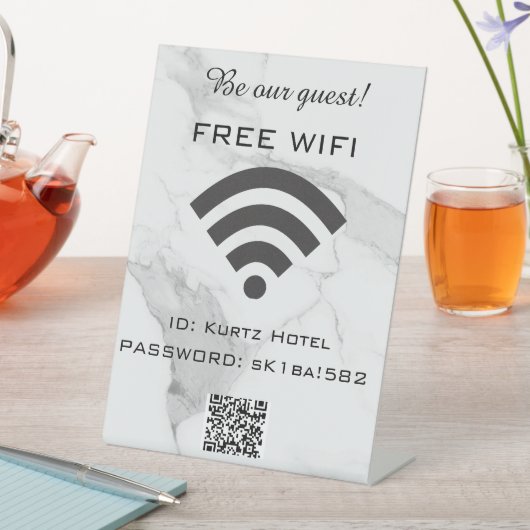 Signe De Table Codes QR en marbre modifiable Mot de passe Wifi (In SItu)