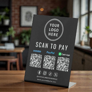 Signe De Table Codes QR Paypal Venmo CashApp Logo de paiement par