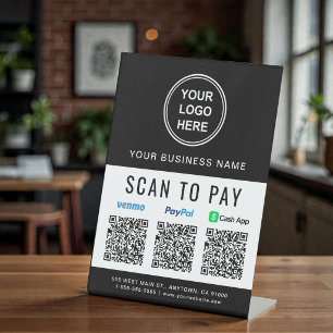 Signe De Table Codes QR Paypal Venmo CashApp Logo Scanner pour pa