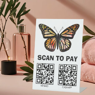 Signe De Table CODES QR POUR PAYER SCANNER Papillon Aquarelle Per
