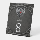 Signe De Table Coeur argenté avec ailes. (Recto)