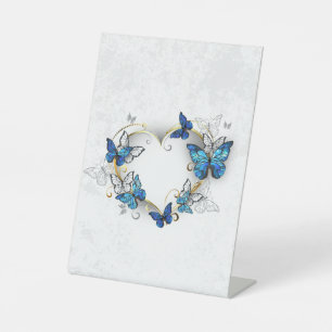 Signe De Table Coeur bijoux avec papillons Morpho