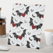 Signe De Table Coeur d'Halloween avec ailes de chauve-souris noir (In SItu)