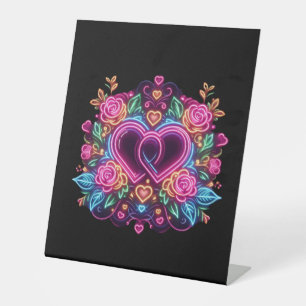 Signe De Table Coeur néon coloré Saint Valentin