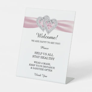 Signe De Table Coeurs de diamant Sécurité des Mariages de ruban r